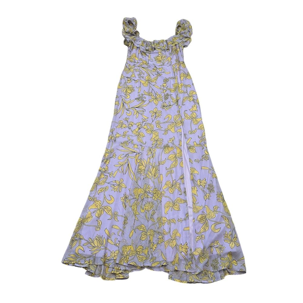 Lulus Adelaide Lavender Floral Print Off The Shoulder Maxi Dress Size M/L